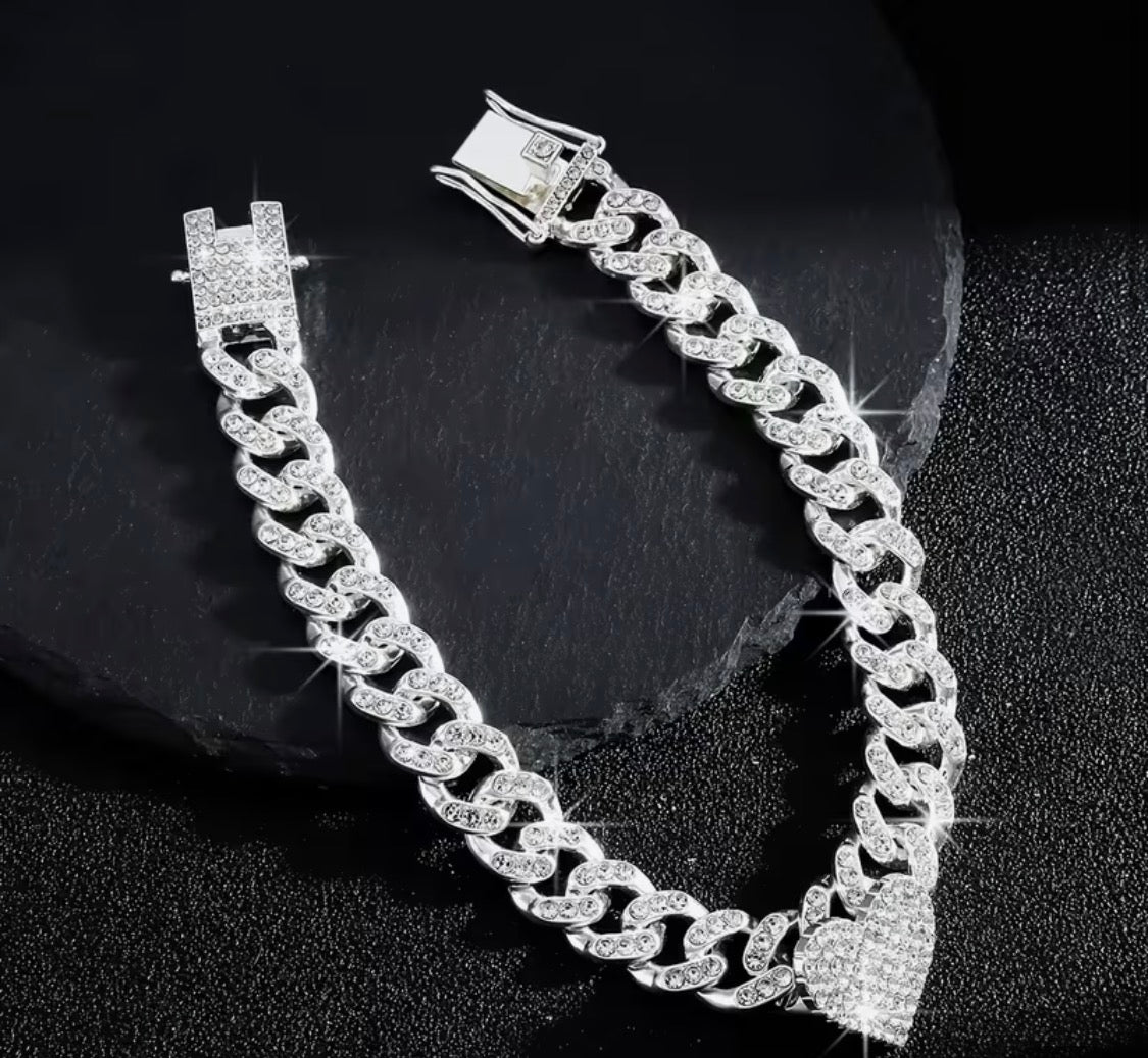 Silver Heart of Grace Bracelet/Anklet S/M