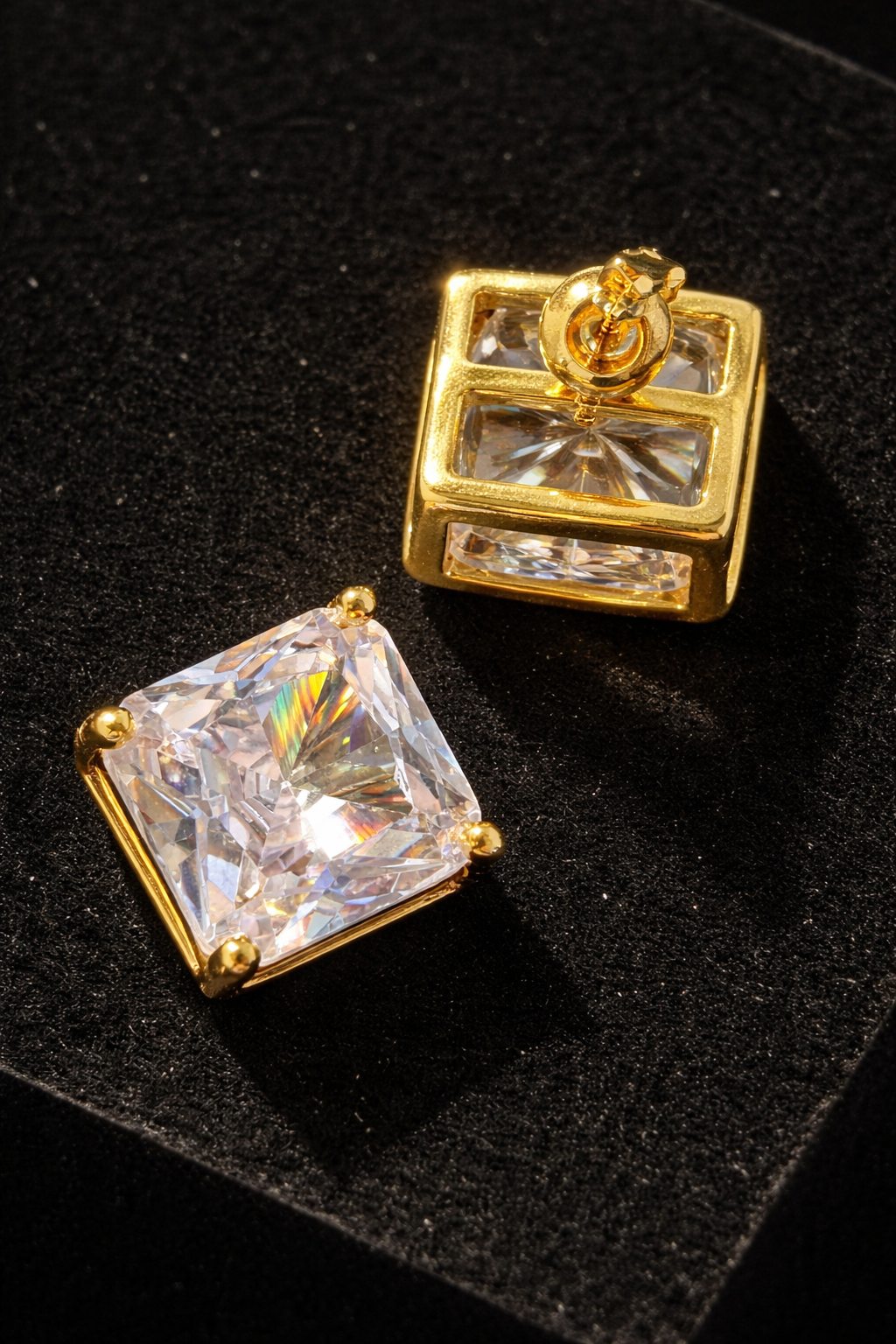 Square Radiance Studs Gold