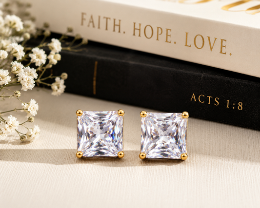 Square Radiance Studs Gold