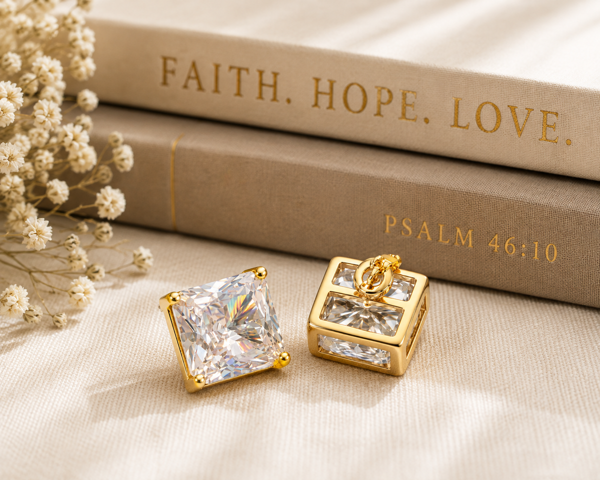 Square Radiance Studs Gold